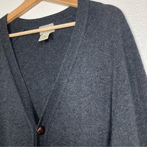 Vintage LL Bean Cardigan Sweater Men’s XL Tall 100% Lambs Wool Pockets Dark Gray - Picture 5 of 14